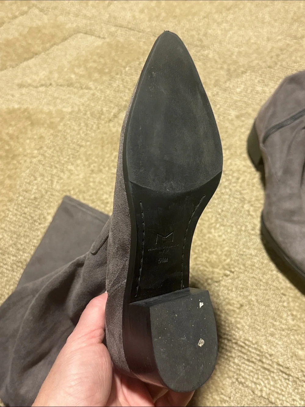 Marc Fisher LTD Gray Over-the-Knee Pointed Toe Boots Women’s 5.5M